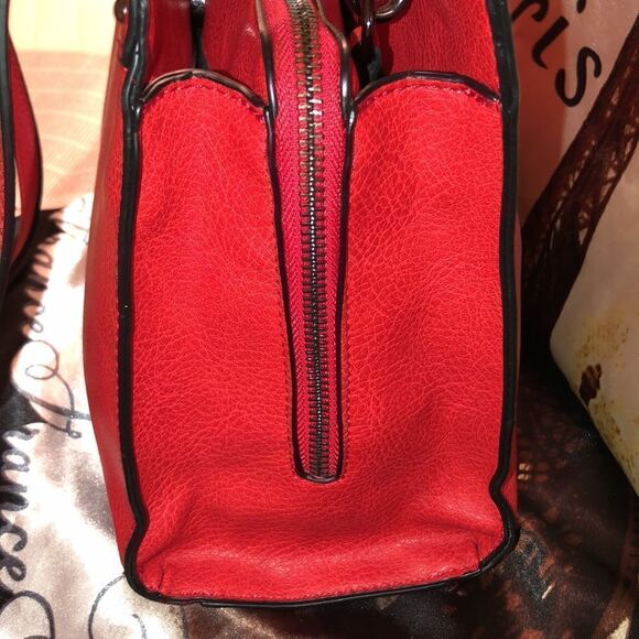 Red Gun Faux Leather Crossbody Convertible Satchel Purse with Handles - Picture 5 of 14